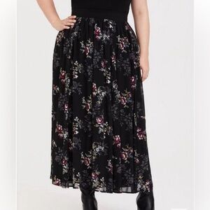 Torrid Floral Chiffon Flowy Maxi Skirt Plus Size